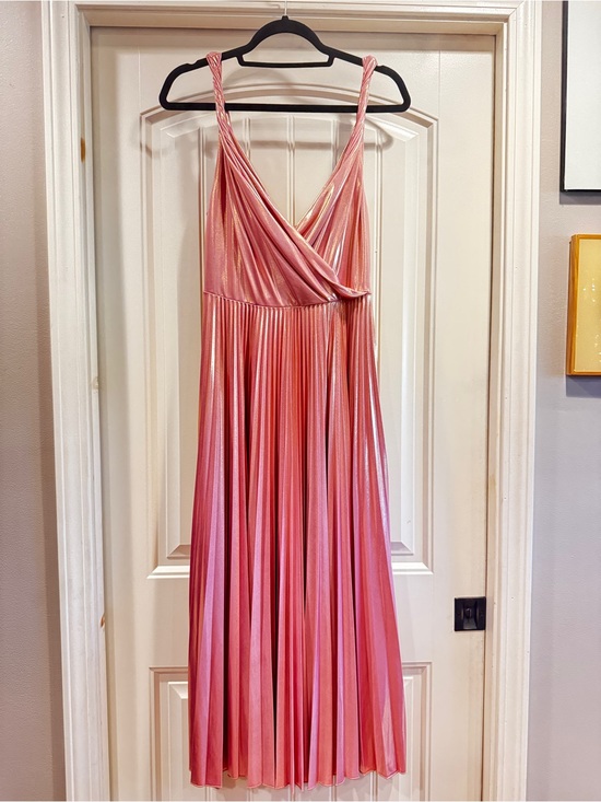 Beatrice Italia Dresses & Skirts - Shimmery Pink and Gold Metallic Pleated V-Neck Dress from Beatrice Italia